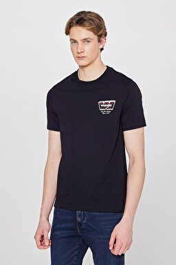 %100 Pamuk Regular Fit Normal Kesim Logo Detaylı Tişört - Black-W2610018001 (görsel 2)