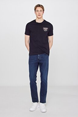 %100 Pamuk Regular Fit Normal Kesim Logo Detaylı Tişört - Black-W2610018001 (görsel 3)