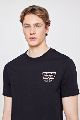%100 Pamuk Regular Fit Normal Kesim Logo Detaylı Tişört - Black-W2610018001 (görsel 4)