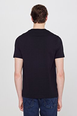 %100 Pamuk Regular Fit Normal Kesim Logo Detaylı Tişört - Black-W2610018001 (görsel 5)