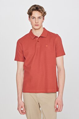 %100 Pamuk Regular Fit Normal Kesim Polo Yaka Tişört - Brick-W2610158222