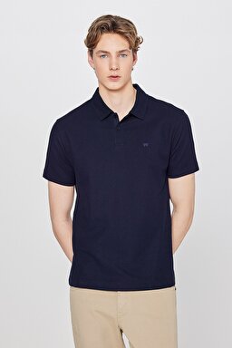 %100 Pamuk Regular Fit Normal Kesim Polo Yaka Tişört - Navy-W2610158410 (görsel 2)