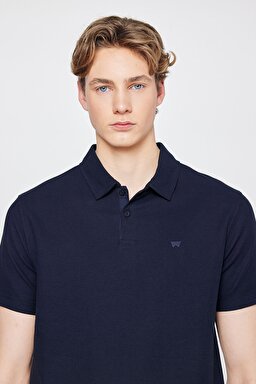 %100 Pamuk Regular Fit Normal Kesim Polo Yaka Tişört - Navy-W2610158410 (görsel 4)
