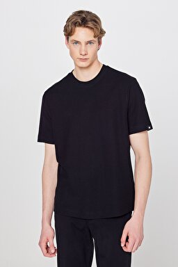 %100 Pamuk Regular Fit Normal Kesim Bisiklet Yaka Basic Premium Tişört - Black-W2610159001