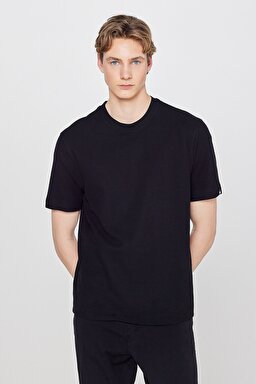 %100 Pamuk Regular Fit Normal Kesim Bisiklet Yaka Basic Premium Tişört - Black-W2610159001 (görsel 2)