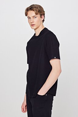 %100 Pamuk Regular Fit Normal Kesim Bisiklet Yaka Basic Premium Tişört - Black-W2610159001 (görsel 4)