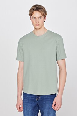 %100 Pamuk Regular Fit Normal Kesim Bisiklet Yaka Basic Premium Tişört - Turquoise-W2610159306 (görsel 2)