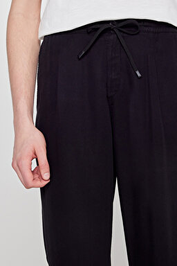 Regular Fit Normal Kesim Yumuşak Dokulu Siyah Pantolon - Black-W2610167001 (görsel 4)