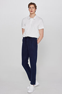 Regular Fit Normal Kesim Yumuşak Dokulu Siyah Pantolon - Navy-W2610167410