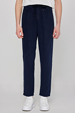 Regular Fit Normal Kesim Yumuşak Dokulu Siyah Pantolon - Navy-W2610167410 (görsel 3)
