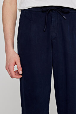 Regular Fit Normal Kesim Yumuşak Dokulu Siyah Pantolon - Navy-W2610167410 (görsel 4)