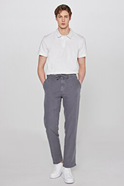 Regular Fit Normal Kesim Yumuşak Dokulu Siyah Pantolon - Dark Grey-W261016793