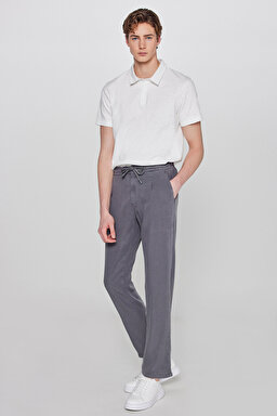 Regular Fit Normal Kesim Yumuşak Dokulu Siyah Pantolon - Dark Grey-W261016793 (görsel 2)