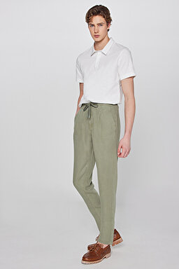 Regular Fit Normal Kesim Yumuşak Dokulu Siyah Pantolon - Dusty Olive-W2610167X45