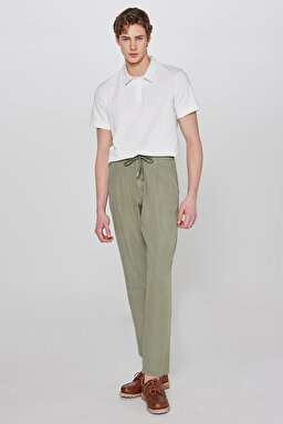 Regular Fit Normal Kesim Yumuşak Dokulu Siyah Pantolon - Dusty Olive-W2610167X45 (görsel 2)
