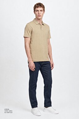 %100 Pamuk Regular Fit Normal Kesim Polo Yaka Tişört - Tea Leaf-W261019337Y (görsel 3)