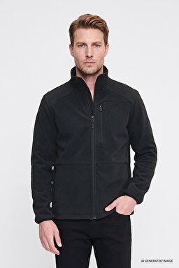 Regular Fit Normal Kesim Gömlek Yaka Cepli Bomber Ceket - Black-W2620015001 (görsel 3)