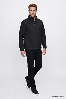 Regular Fit Normal Kesim Gömlek Yaka Cepli Bomber Ceket - Black-W2620015001 (görsel 4)
