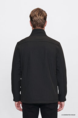 Regular Fit Normal Kesim Gömlek Yaka Cepli Bomber Ceket - Black-W2620015001 (görsel 5)