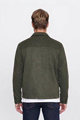 Regular Fit Normal Kesim Gömlek Yaka Cepli Bomber Ceket - KHAKI-W2620022801 (görsel 4)