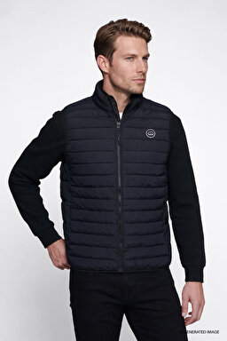Regular Fit Normal Kesim Dik Yaka Cepli Şişme Yelek - Black-W2620057001