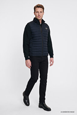 Regular Fit Normal Kesim Dik Yaka Cepli Şişme Yelek - Black-W2620057001 (görsel 3)