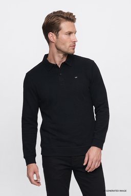 Pamuklu Selanik Regular Fit Normal Kesim Polo Yaka Sweatshirt - Black-W2620070001