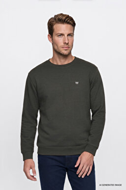 Pamuklu Selanik Regular Fit Normal Kesim Bisiklet Yaka Sweatshirt - KHAKI-W2620080801