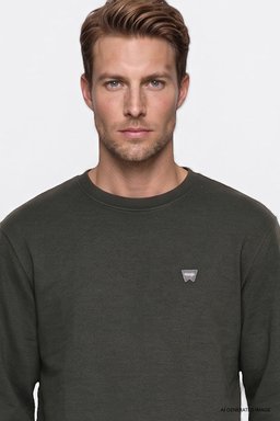 Pamuklu Selanik Regular Fit Normal Kesim Bisiklet Yaka Sweatshirt - KHAKI-W2620080801 (görsel 4)
