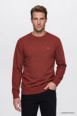 Pamuklu Selanik Regular Fit Normal Kesim Bisiklet Yaka Sweatshirt - Wine-W2620080810