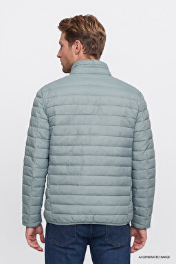 Regular Fit Normal Kesim Dik Yaka Cepli Şişme Mont - BalsamGreen-W2620117267 (görsel 4)
