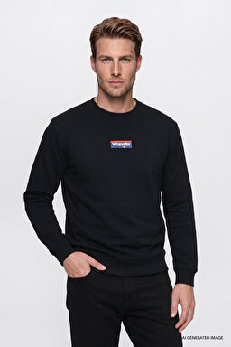 Pamuklu Regular Fit Normal Kesim Bisiklet Yaka Logo Detaylı Sweatshirt - Black-W2620152001