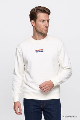 Pamuklu Regular Fit Normal Kesim Bisiklet Yaka Logo Detaylı Sweatshirt - Off White-W2620152102