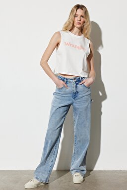 Mom Carpenter Fit Normal Bel Düz Paça Mavi Esnek Jean Kot Pantolon - Cool Spot-W26CYLZ36 (görsel 3)