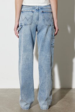 Mom Carpenter Fit Normal Bel Düz Paça Mavi Esnek Jean Kot Pantolon - Cool Spot-W26CYLZ36 (görsel 8)