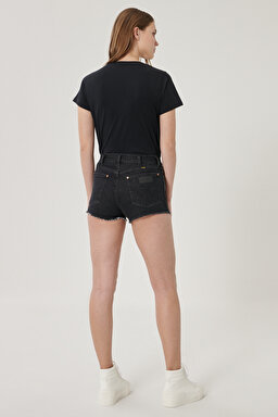 Denim Kot Şort - Black-W26FKO96B (görsel 4)