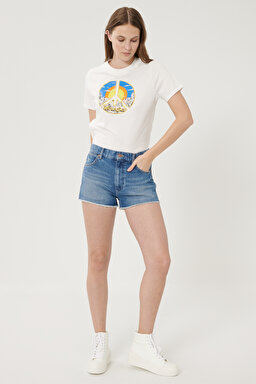 Denim Kot Şort - Blue-W26FMC256