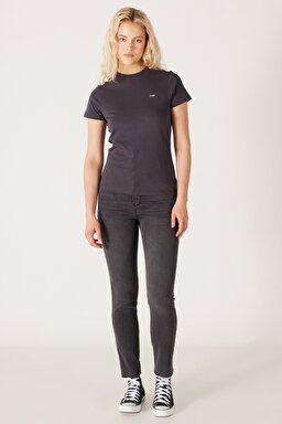 Slim Fit Dar Kesim Normal Bel Siyah Esnek Jean Kot Pantolon - Zuri-W26LKBT15