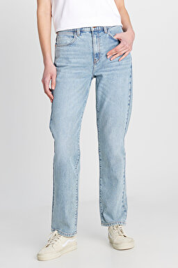Straight Fit Düz Kesim Normal Bel Mavi Pamuklu Esnek Denim Jean Pantolon - Light Indigo-W26R00007319 (görsel 3)