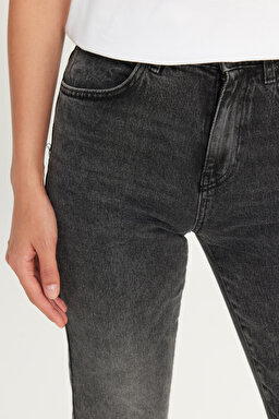 Straight Fit Düz Kesim Normal Bel Koyu Antrasit Esnek Jean Denim Pantolon - Dark Anthracite-W26R009050 (görsel 5)