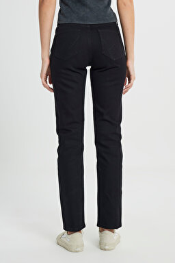 Straight Fit Düz Kesim Yüksek Bel Düz Paça Siyah Jean Kot Pantolon - Black-W26R2003001 (görsel 4)
