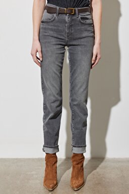Straight Fit Düz Kesim Yüksek Bel  Esnek Jean Kot Pantolon - Vader-W26RCZ35Y