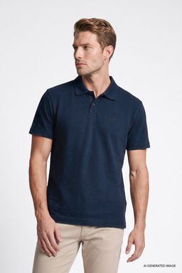 %100 Pamuk Regular Fit Normal Kesim Polo Yaka Tişört - Navy-W2710301410