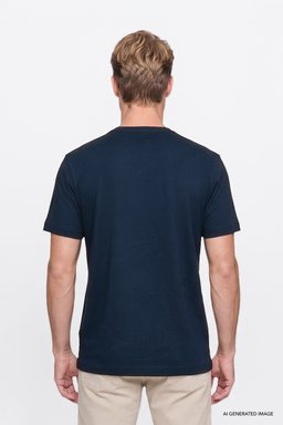 %100 Pamuk Regular Fit Normal Kesim Polo Yaka Tişört - Navy-W2710301410 (görsel 5)