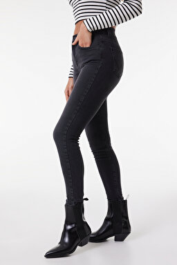 Hige Rise Skinny Fit Dar Kesim Yüksek Bel Esnek Jean Kot Pantolon - Soft Nights-W27H01630B (görsel 5)