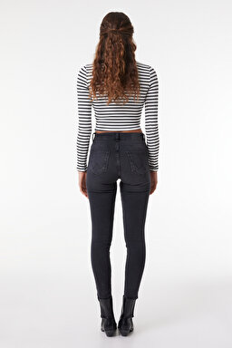 Hige Rise Skinny Fit Dar Kesim Yüksek Bel Esnek Jean Kot Pantolon - Soft Nights-W27H01630B (görsel 6)