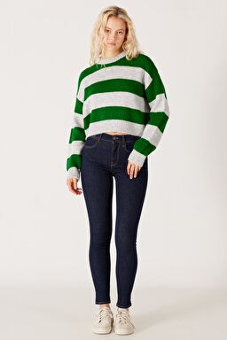 High Rise Skinny Fit Dar Kesim Yüksek Bel Esnek Jean Kot Pantolon - Rinse-W27H01736 (görsel 4)