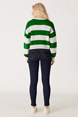 High Rise Skinny Fit Dar Kesim Yüksek Bel Esnek Jean Kot Pantolon - Rinse-W27H01736 (görsel 8)