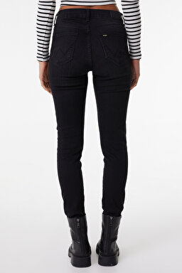Skinny Fit Dar Kesim Yüksek Bel Siyah High Rise Esnek Jean Denim Kot Pantolon - Black-W27H019001 (görsel 7)