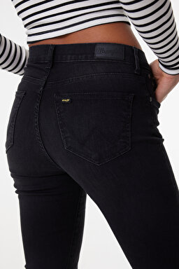 Skinny Fit Dar Kesim Yüksek Bel Siyah High Rise Esnek Jean Denim Kot Pantolon - Black-W27H019001 (görsel 8)